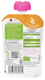 FRECHE FREUNDE Bio Quetschie Apple, Erdbeere, Himbeere mit Grieß, Fruchtmus mit Getreide i Quetschbeutel für Babies fra 6. Måned, vegansk, 6er Pack (6 x 100g)