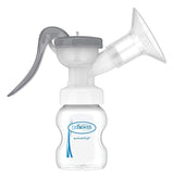 Manuel brystpumpe med 100 % silikone Softshape beskyttelse (B, 25 mm flange) og anti-kolik muligheder + 150 ml bred mund flaske med niveau 1 slow flow patte Tilbehør Mad og amning Bebe Naty Shop