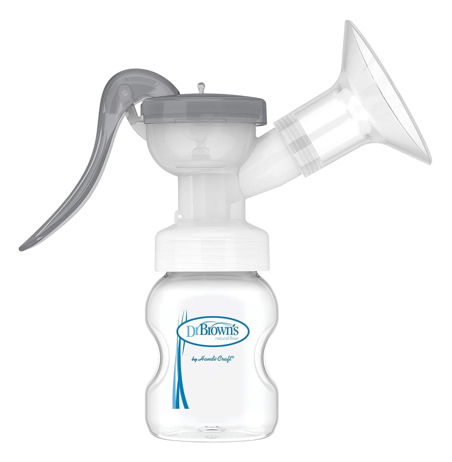Manuel brystpumpe med 100 % silikone Softshape beskyttelse (B, 25 mm flange) og anti-kolik muligheder + 150 ml bred mund flaske med niveau 1 slow flow patte Tilbehør Mad og amning Bebe Naty Shop