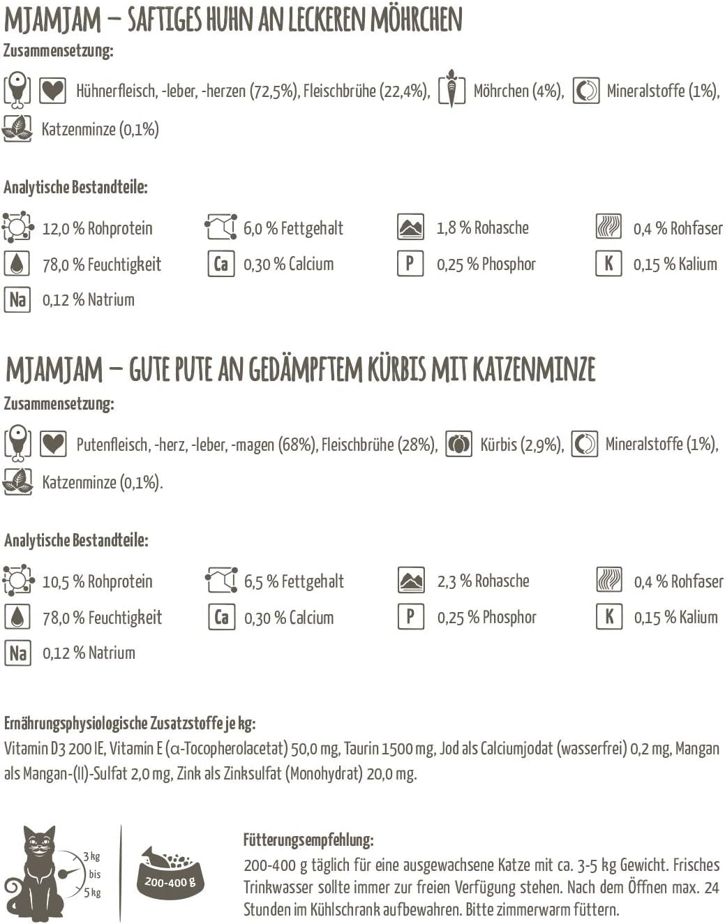 MjAMjAM - Premium våd kattefoder - Monopack I - med kylling og kalkun, 6-pak (6 x 200 g), kornfri med ekstra kød