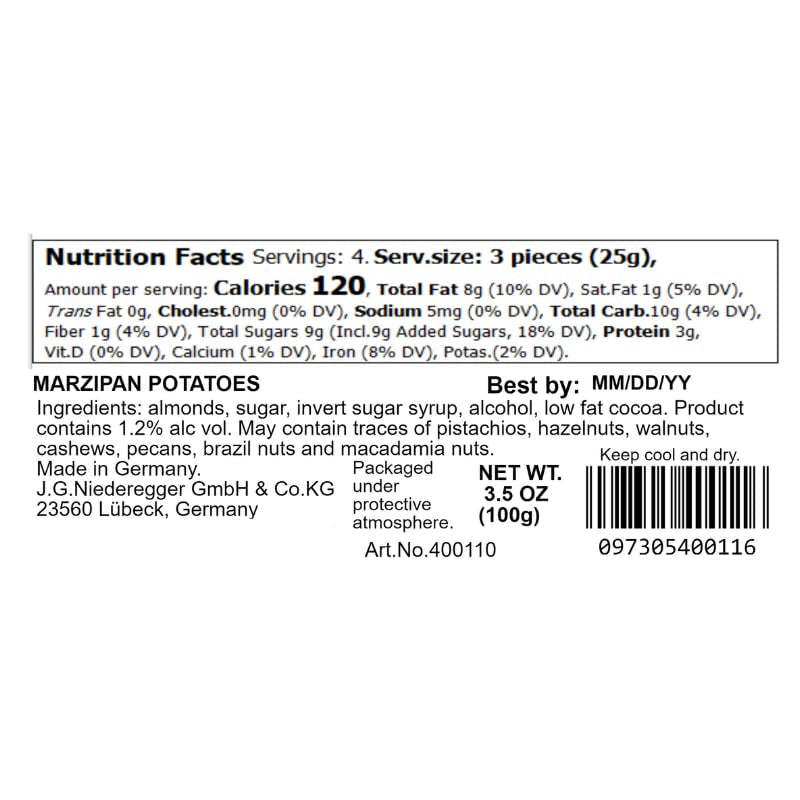 Kartofler med Niederegger marcipan 100g