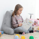 InnovaGoods Huglow læsepude med armlæn til sofa, seng og tæppe, læsepude med lændestøtte og bærehåndtag, ergonomisk, forebygger ubehag og smerter, grå
