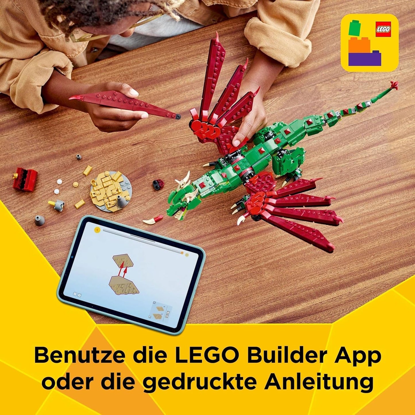 LEGO Creator 3In1 Green Dragon - Legetøj - Forvandles til en søslange eller føniks - Dyrebyggelegetøj til børn - Gave til drenge og piger fra 9 år 31161 Byggesæt Besuche den LEGO-Store