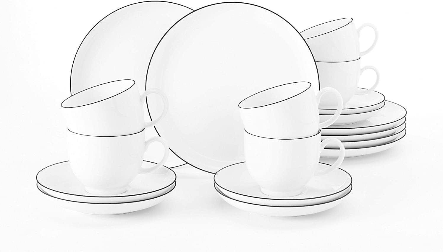 Seltmann Weiden - Lido Black Line - 36-delt servicesæt - porcelæn (inklusive 6 kaffekrus)