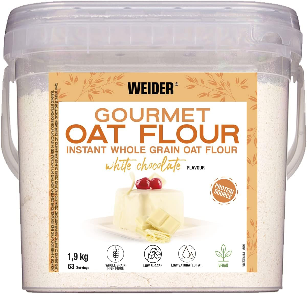 Weider Gourmet Oatmeal (1,9 kg) browniesmag. Fuldkorns havregryn. Proteinkilde med lavt sukkerindhold.