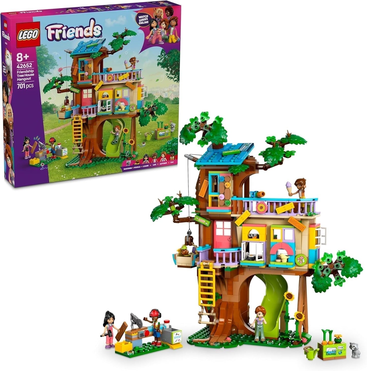 LEGO Friends træhusbygge- og legesæt til rolleleg, legetøjshus til 8-årige piger, sæt med 4 figurer og 2 dyrefigurer, gaveidé til børn 42652 byggesæt Besuche den LEGO-Store standardtitel