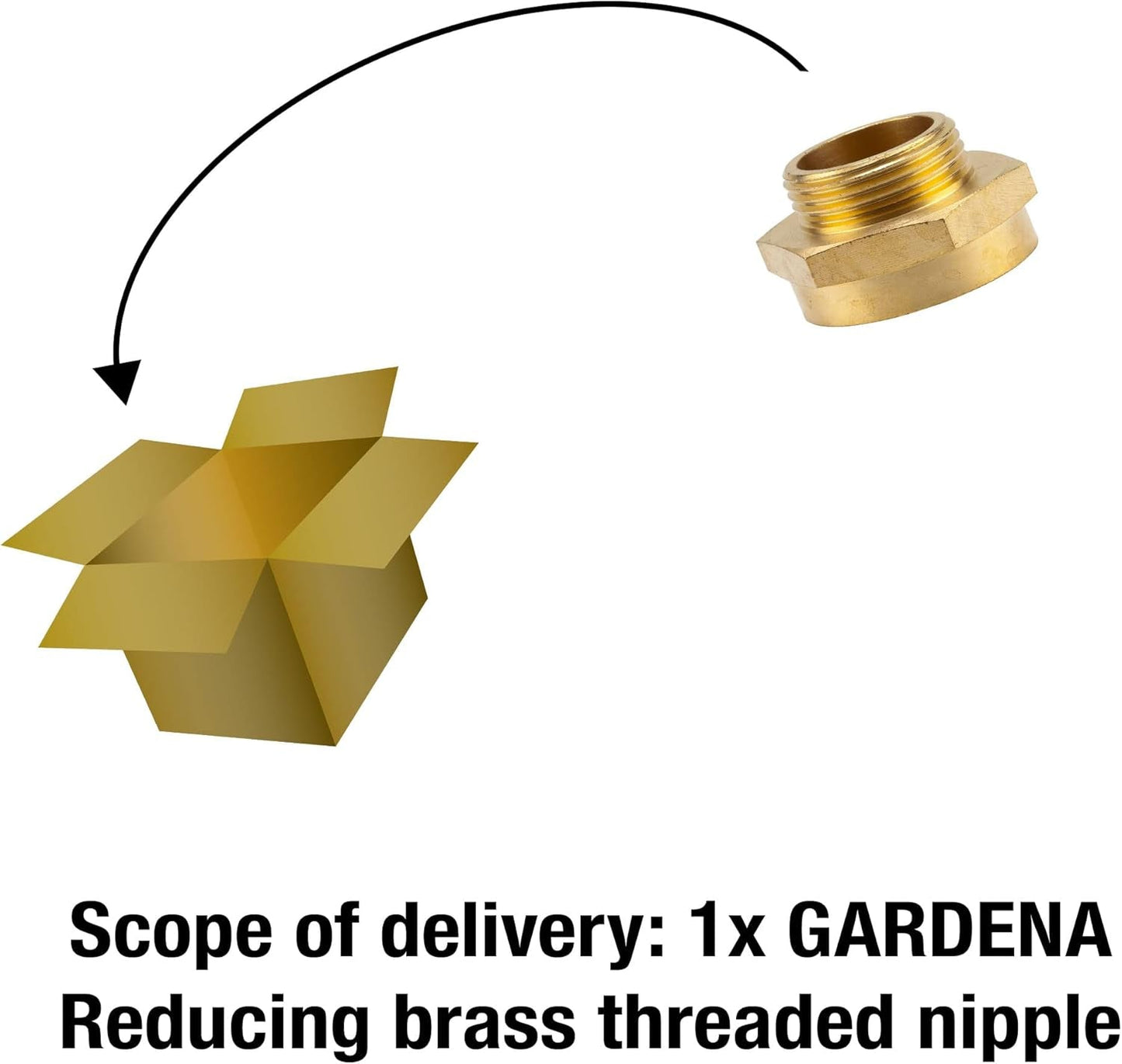 Gardena Messing Reducer Gevindnippel: Messingforbindelse til gevindreduktion f.eks. til pumper, 33,3 mm udvendigt gevind (G 1 tomme) / 42 mm indvendigt gevind (G 1 1/4 tomme) (7266-20)