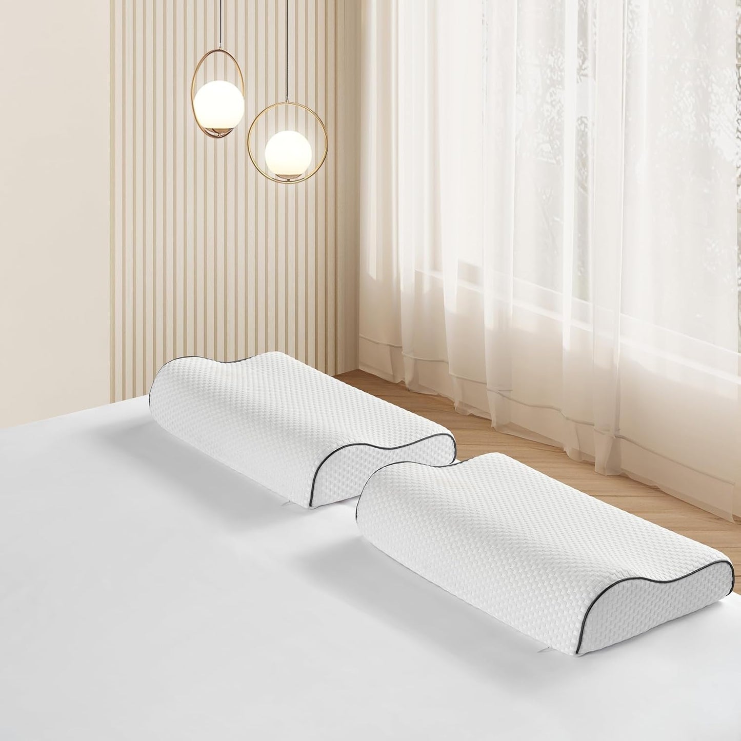 Z-Hom Nakkestøttepude, Memory Foam Pude, Side Sovepude, Ergonomisk Pude, Anti Snorke Pude, Ortopædisk Sovepude, Aftageligt betræk (49 X 30 X 7/10 Cm) Cervikale ortopædiske puder Naty Shop