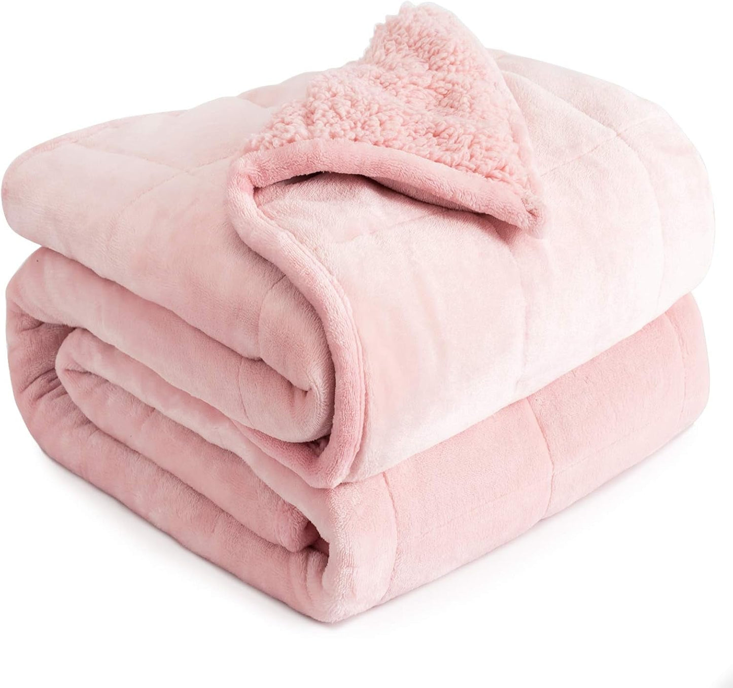 Bomuldsblå vægtet tæppe 6,8 kg Queen Size flannel Shaggy Sherpa vægtet tæppe til voksne Komfortable vægtede tæpper til beroligende og afslappende tunge dyner 152,4 X 203,2 Naty Shop dyner & dyner Pink 60 X 80 15 Lb