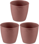 Sæt med 5 brune potter, diameter 16 cm - Robuste plastpotter - Dekorativ plantekasse med dræningsmulighed - Elegant potte til indendørs og udendørs brug