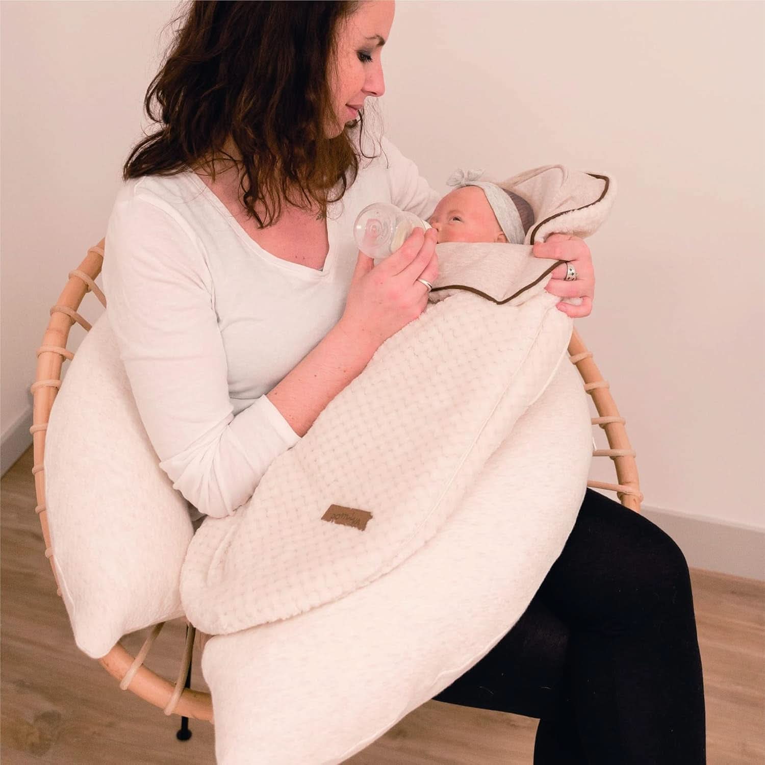 Multifunktionel ammepude, 4 i 1, Soft Nova, beige, enkelt pude: 202 cm, lænestol, 40 X 75 X 22 cm Tilbehør Mad og Amning Bebe Naty Shop
