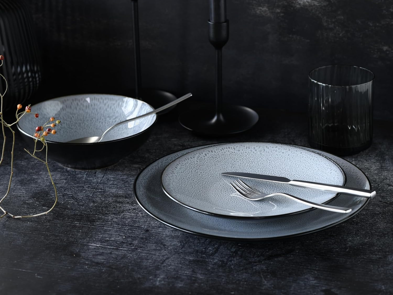 CreaTable, 23964, Serie Malmö, 18-teiliges Geschirrset for 6 Personen, Teller Set fra Steinzeug, spülmaschinen- og mikrowellengeeignet, Qualitätsproduktion