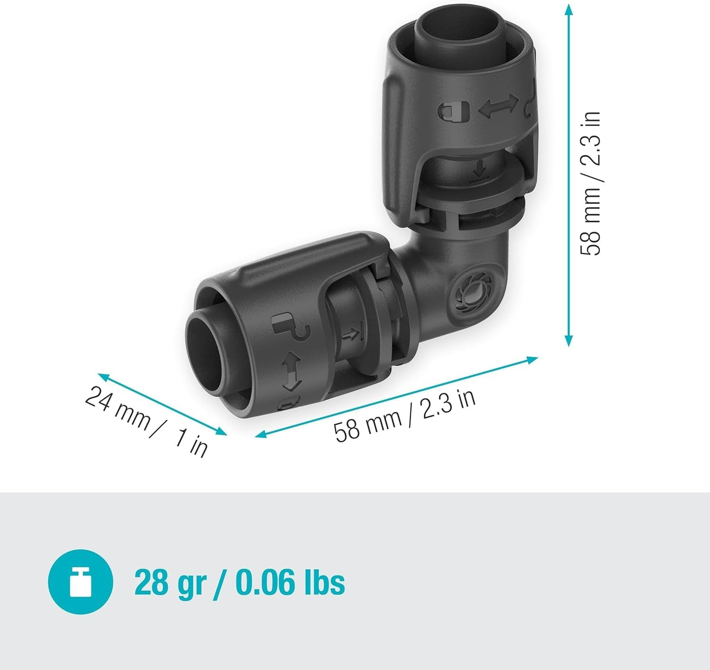 Gardena mikro-drypvandingssystem L-stykke 13 mm (1/2"): Rørforbindelse til at vende 13 mm forsyningsrør, værktøjsfri samling, genanvendelig (13202-20)