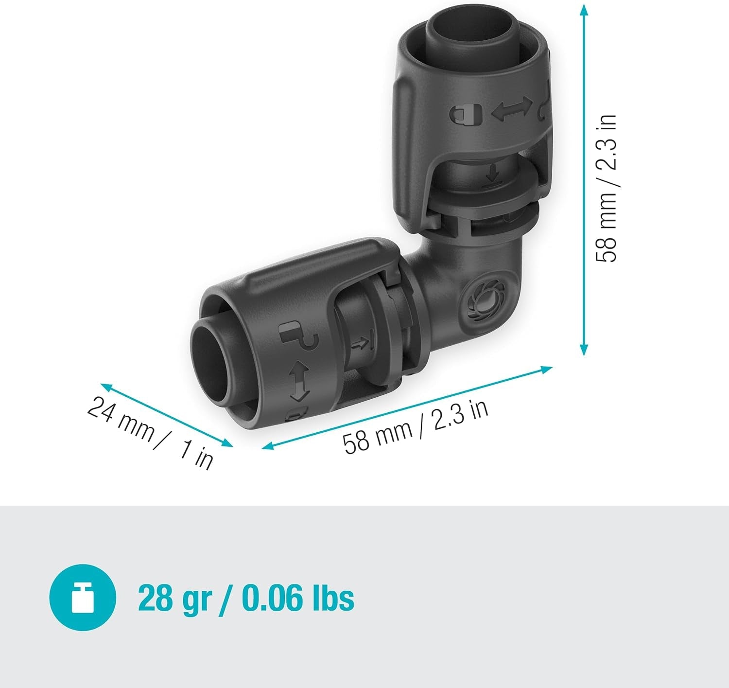 Gardena mikro-drypvandingssystem L-stykke 13 mm (1/2"): Rørforbindelse til at vende 13 mm forsyningsrør, værktøjsfri samling, genanvendelig (13202-20)