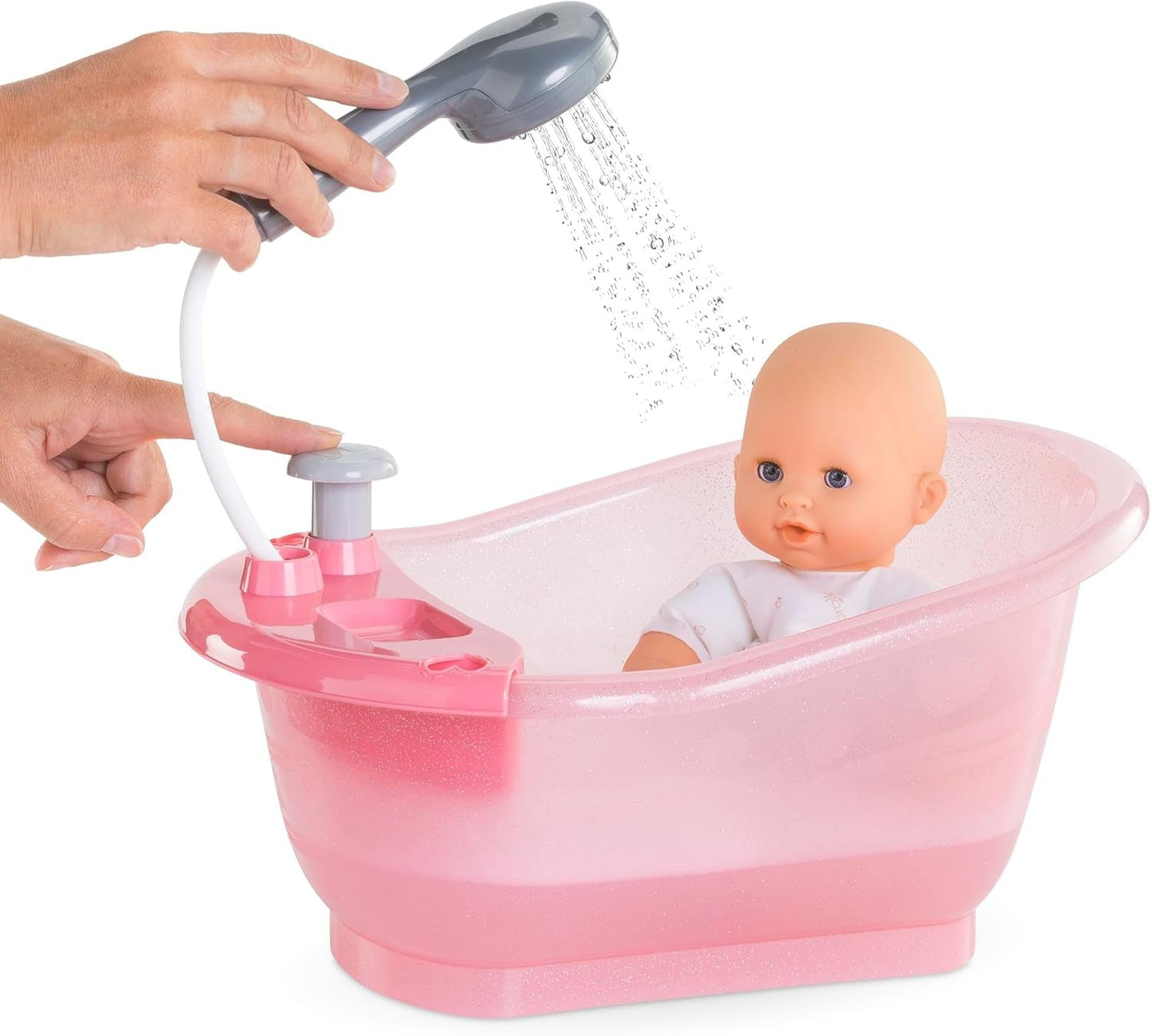 Corolle 9000141660 - Mon Grand Poupon badekar med pumpefunktion og gummi ducky til alle 30-36 cm, 32,5 cm dukker, fra 3 år