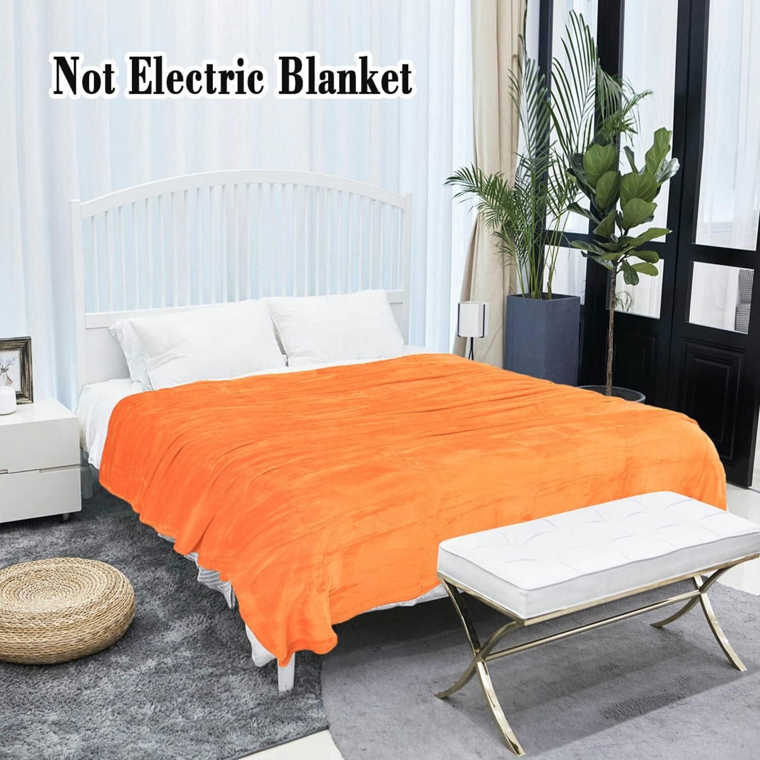 Sourcing Map Hyggeligt tæppe tæppe sengetæppe Blødt & varmt fleece tæppe som sofa tæppe Sofa tæppe Stue og krammetæppe Blødt plys uldtæppe Orange 150X200Cm Senge og tæpper Besuche den uxcell-Store