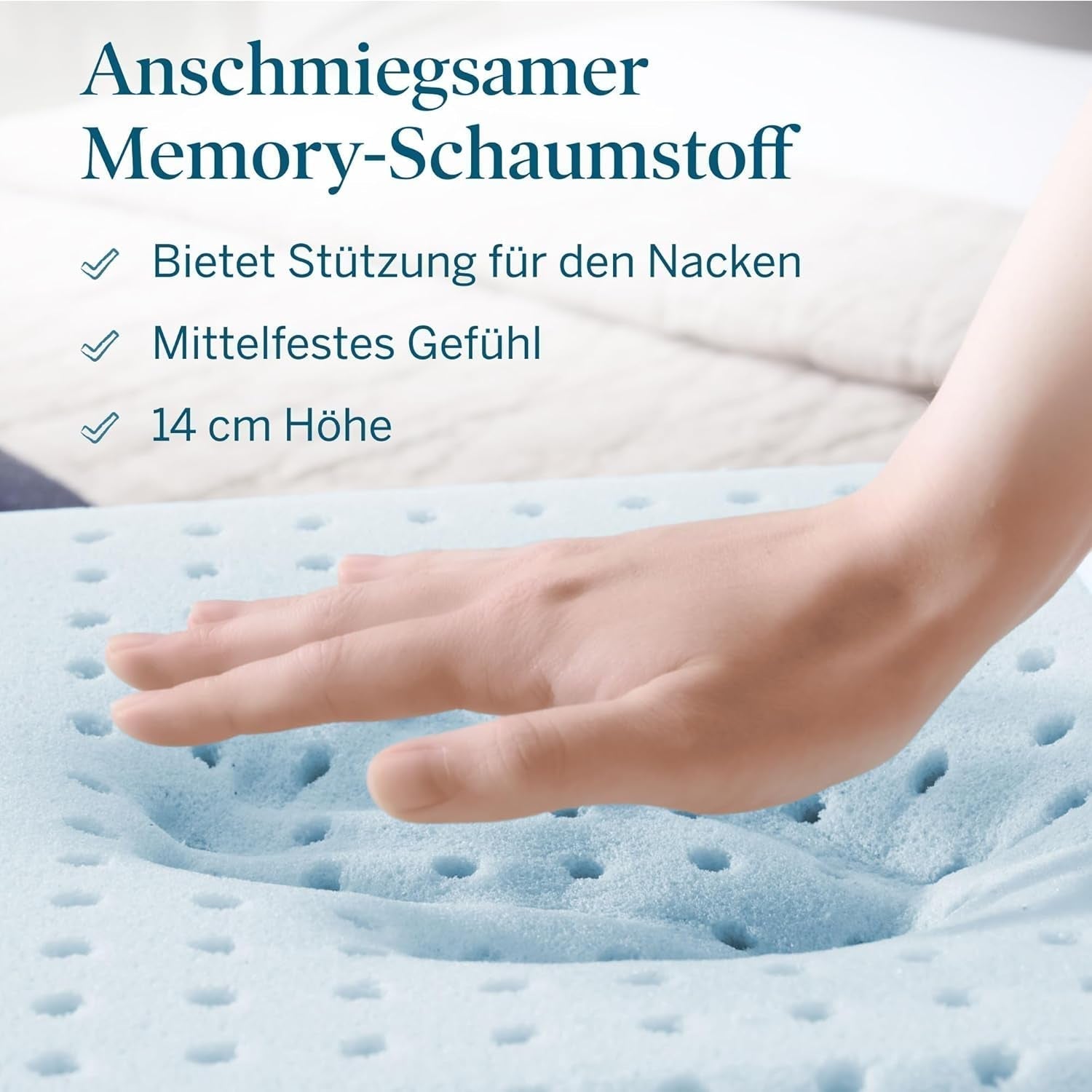 LUCID memory foam pude med gel 40x60 cm - åndbar - kølende effekt - vaskbart betræk - Oeko-Tex certificeret pude, hvid