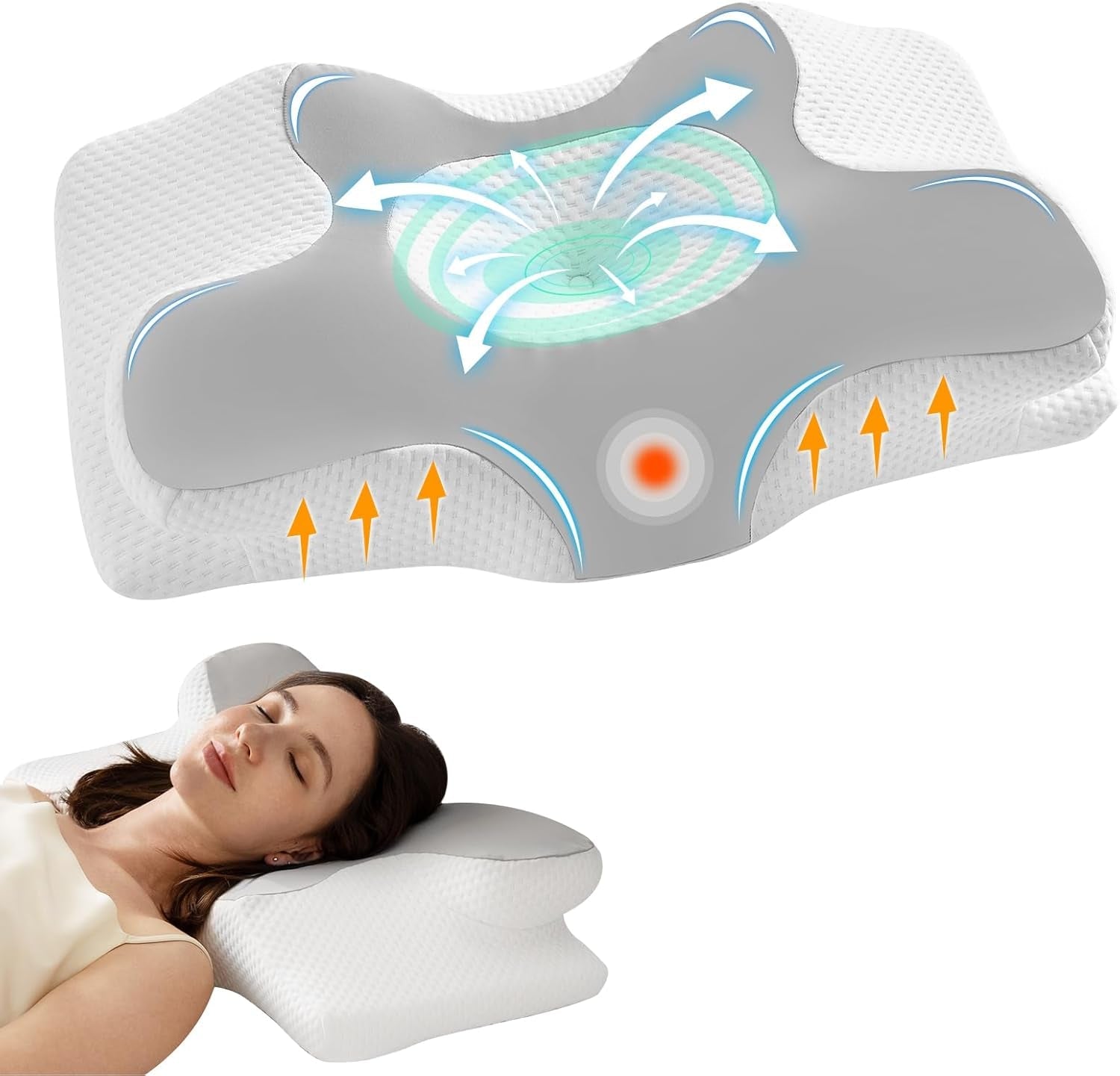Homyrium Ergonomisk nakkepude Ortopædisk pude Memory Foam Nakkestøttepude Antisnorkepude Sidesove Ryg Mavepude Grå Cervikal Ortopædiske Puder Naty Shop Grå