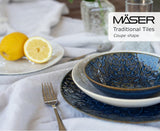 MÄSER 935079 Moderne vintage servisesæt til 2, maurisk design, 8-delt bordservice, højkvalitets keramiske tallerkener og skåle, stentøj, hvid