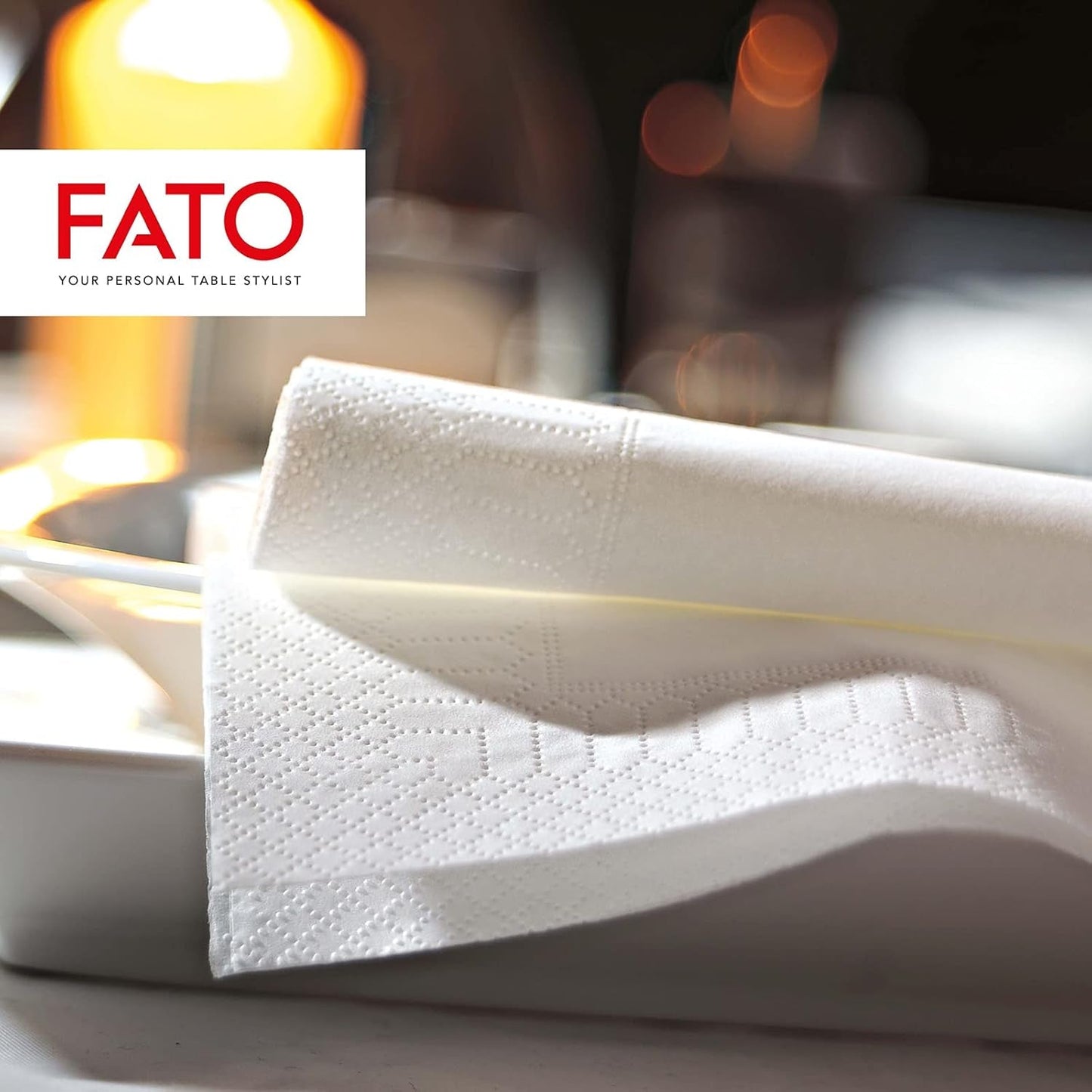 , Engangspapirservietter, ideelle til forretter og cocktails, pakke med 100 servietter, størrelse 24X24, 4-fold, 2-lags, hvidt, 100 % rent cellulosepapir, Fsc-certificeret (pakke med 6)
