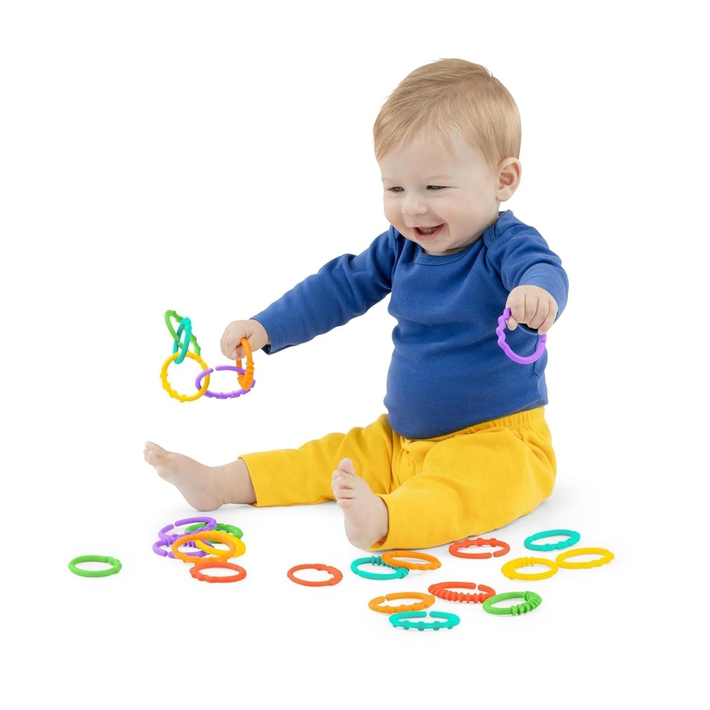 Bright Starts, Oball, Stroller Chain Connecting Links, Masser af Links, Foldbar, Let at fastgøre, Let at rengøre, Perfekt til rejse Bebe Toys Naty Shop