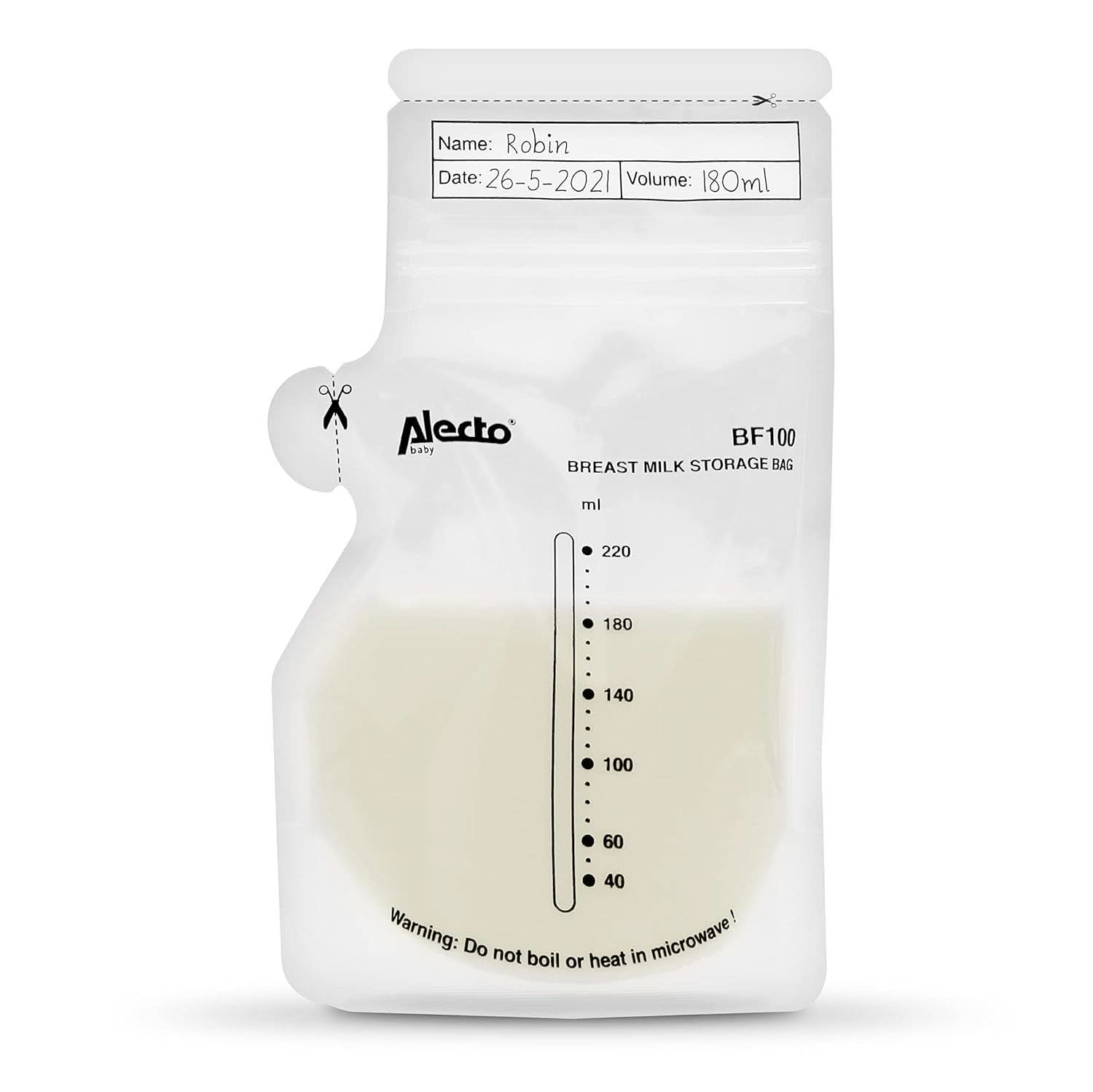 BF100 Opbevaringspose til modermælk - Taske til modermælk - kapacitet 220 Ml - 100 stk - Gennemsigtig mad og ammetilbehør Bebe Naty Shop