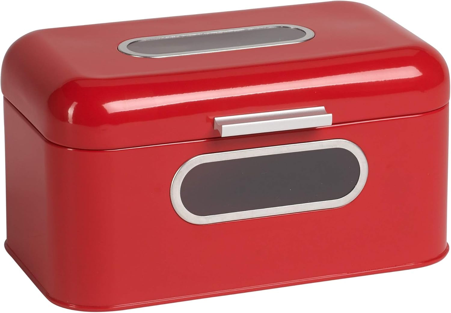 ECHTWERK Retro metal brødkurv med udsigtsvindue og låg, sæt med 3 elegante opbevaringskasser, 1,4 l kapacitet, røde madopbevaringskasser Naty Shop Red S Single
