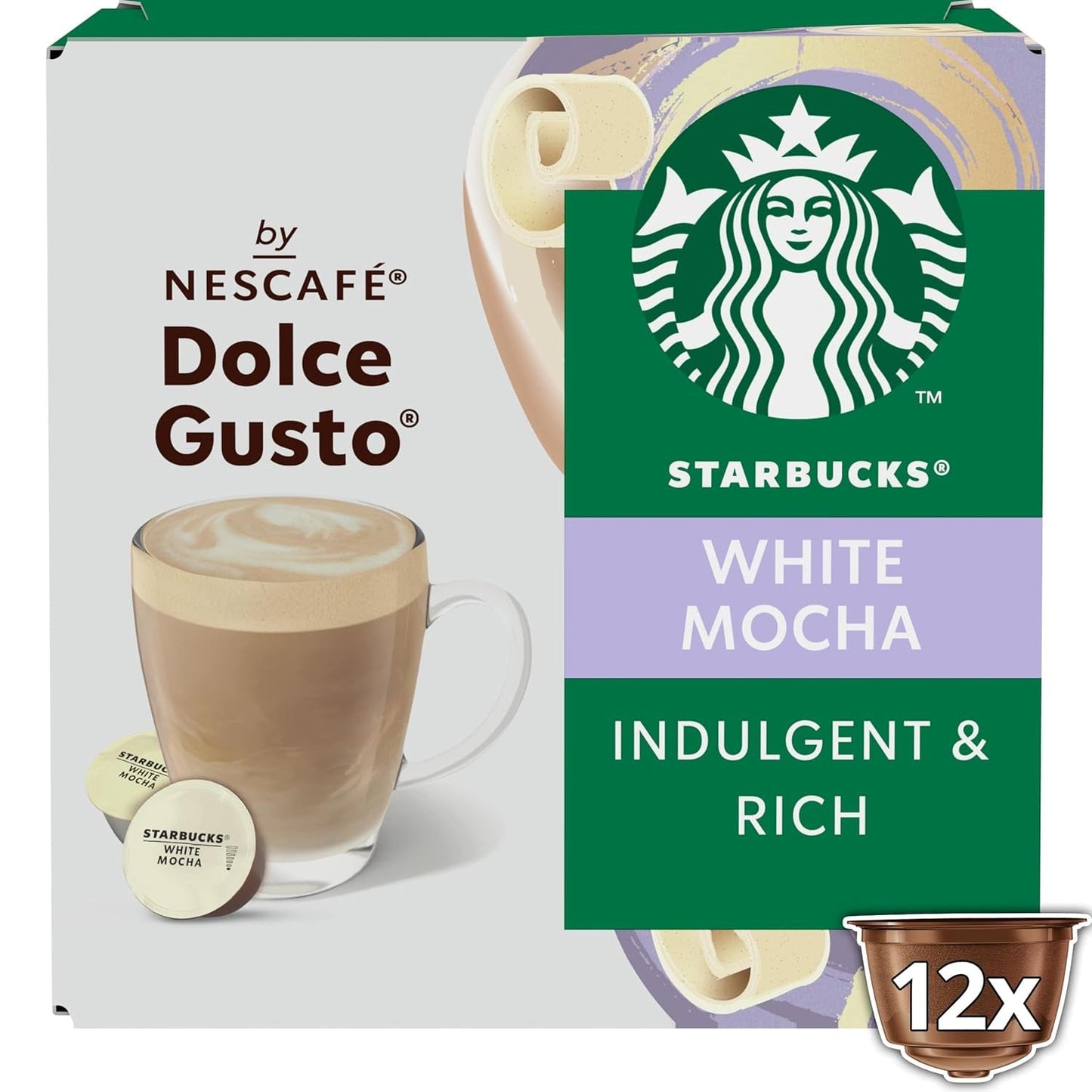 STARBUCKS White Mocha fra Nescafé Dolce Gusto Kaffeekapseln 6 x 12 (72 Kapseln)