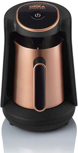 Arzum Okka Minio tyrkisk kaffemaskine, Moka, 1-4 kopper, 300ml gryde i rustfrit stål, Spildbeskyttelse, Smart Brewing System, Vaskbar Kande, 480W, Kobber