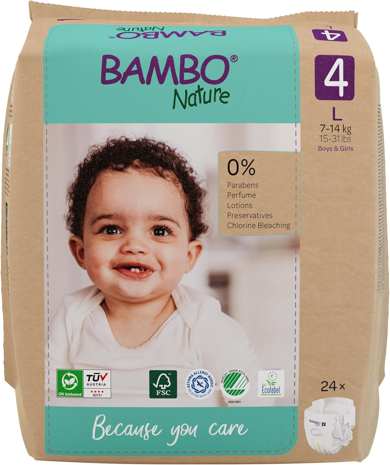 Bambo Nature Babybleer, Størrelse 1 (2-4 kg), 132 Count Månedsæske | Premium bleer med forbedret lækagebeskyttelse | Ultimativ komfort og frihed for nyfødte | Dermatologisk testede bleer