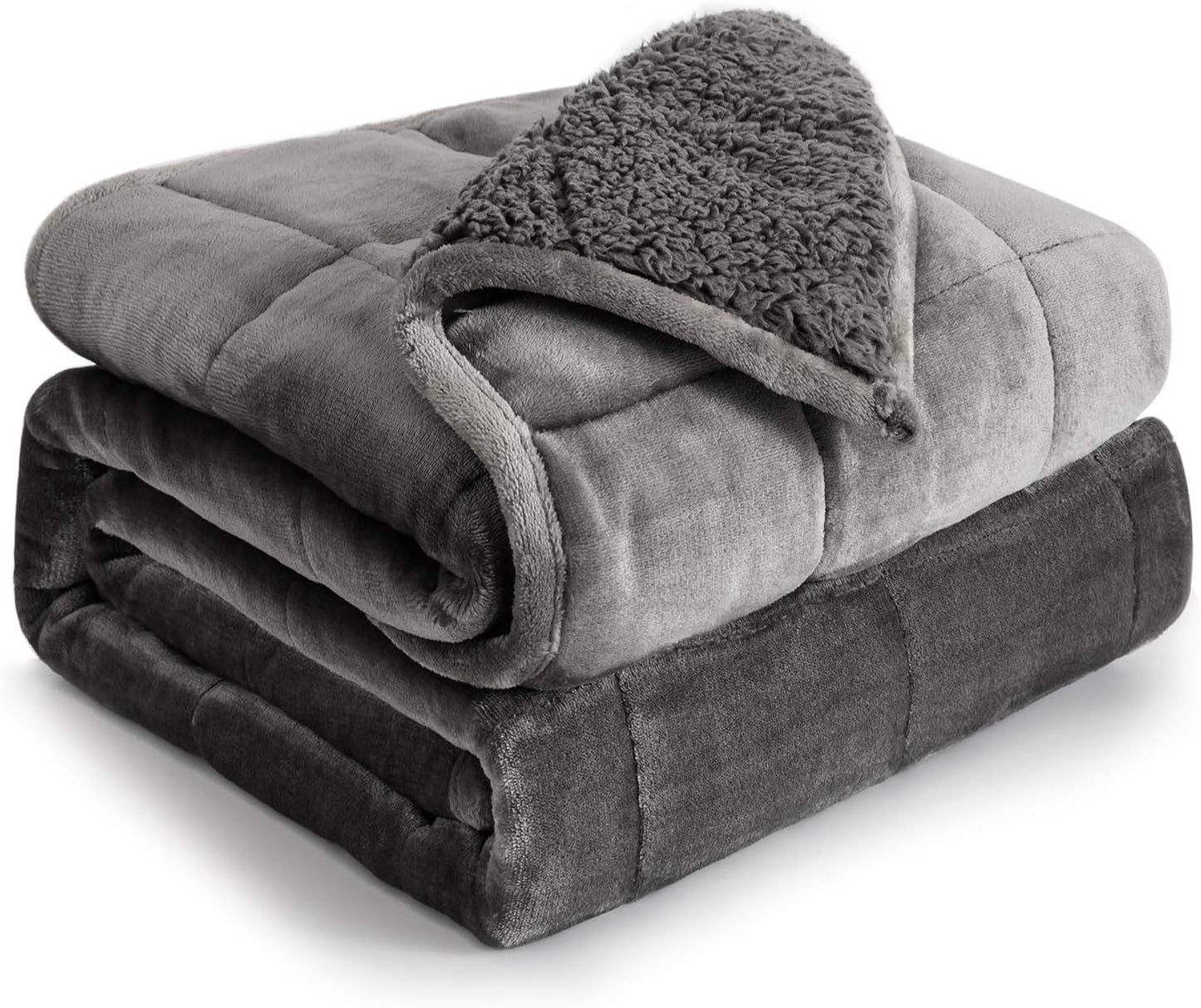 Bomuldsblå vægtet tæppe 6,8 kg Queen Size flannel Shaggy Sherpa vægtet tæppe til voksne Komfortable vægtede tæpper til beroligende og afslappende tunge dyner 152,4 X 203,2 Naty Shop Dyner & dyner Grå 48 X 72 15 Lb