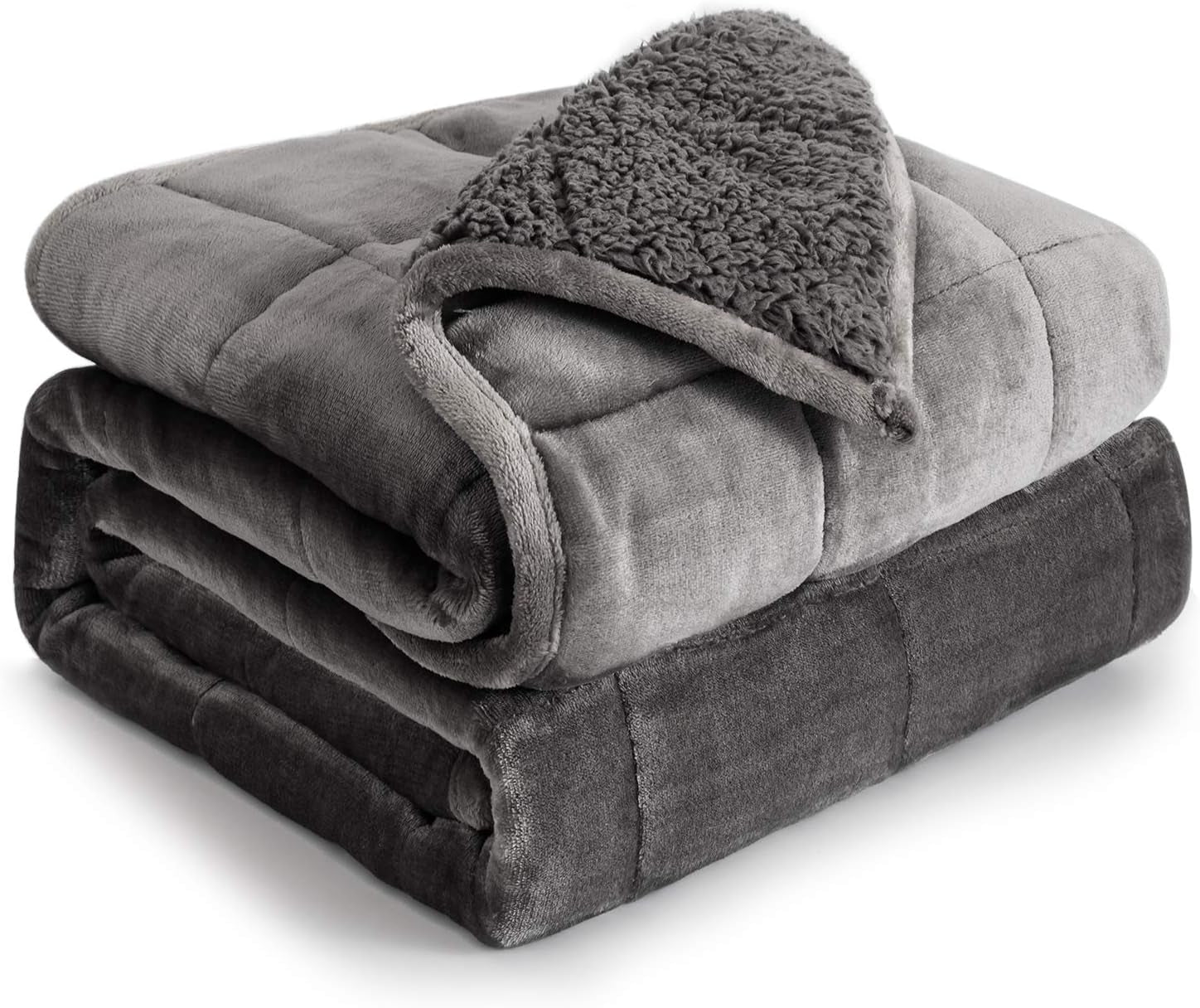 Bomuldsblå vægtet tæppe 6,8 kg Queen Size flannel Shaggy Sherpa vægtet tæppe til voksne Komfortable vægtede tæpper til beroligende og afslappende tunge dyner 152,4 X 203,2 Naty Shop Dyner & dyner Grå 48 X 72 15 Lb