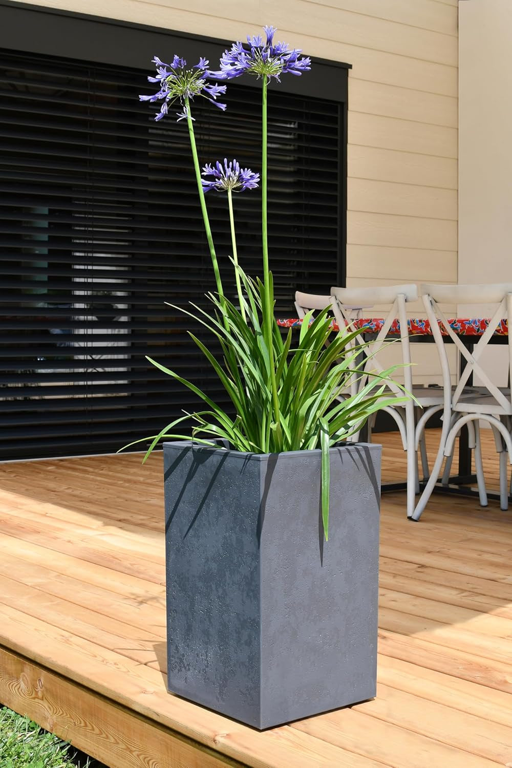 Basalt Up urtepotte, Firkantet, Høj, 36 L, Betonlook, Plain Wall, Vandtank, 29,5 x 29,5 x 49,5 cm, Antracitgrå