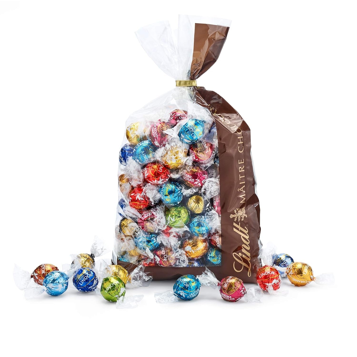 Chokoladeblanding LINDOR | 1371 g | Ca. 109 kugler: Mælkechokolade og LINDOR kugler med jordbærcreme | 1 kg pose, ca. 80 chokoladekugler hvid chokolade med jordbærcreme