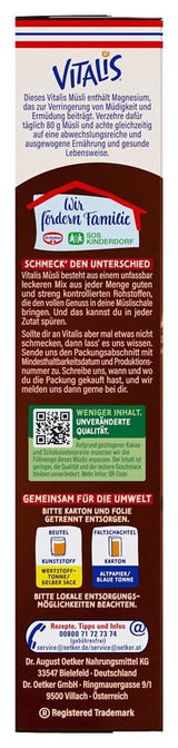 Dr. Oetker Vitalis KnusperPlus Dobbeltchokolade: Sprød müsli med mælk og mørk chokolade, pakke med 7 (7 x 450g)