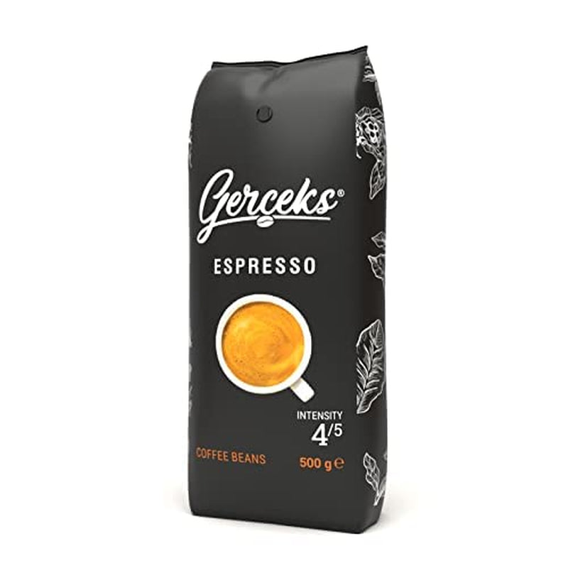 Espresso Kaffeebohnen stærk 500g, Barista Kaffee schokoladig und säurearm, Espressobohnen, Bohnenkaffee mit Arabica und Robusta, fine Crema, ideel til Cappuccino