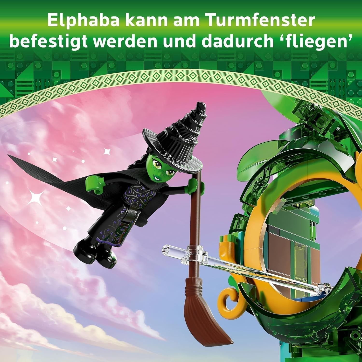 LEGO Wicked Velkommen til Emerald City tårnlegetøj, Glinda og Elphaba minidukker, gave til filmfans og piger og drenge fra 9 år, der elsker dukkehuse 75684 Byggesæt Besuche den LEGO-Store