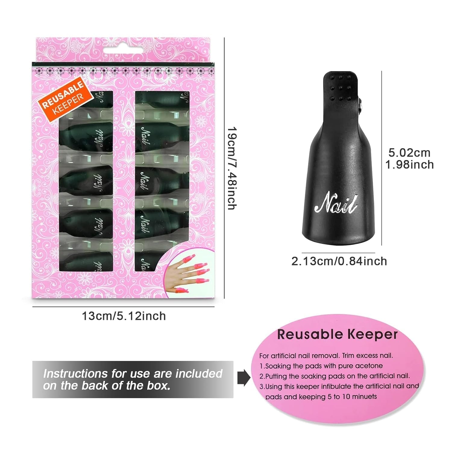 Hanyousheng Nagellackentferner Clips, Nagel Clips, 10 Stück Schwarz Nagelclips, Nagel Klammer, Nails Art Gel Cap, Soak off Clip Cap UV Gel Poliermittel Entferner Wrap Nail Tool