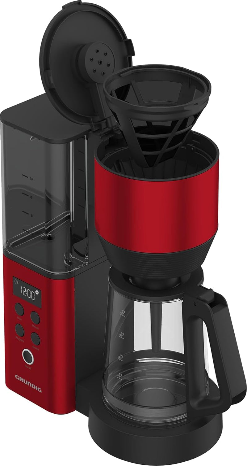 Digital espressomaskine med filter GRUNDIG KM8440, rød, 1000 W, 1,25 liter