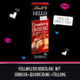 Lindt HEJ Jordbærchokoladecheesecake | Bar 100g | Mælkechokolade med jordbærkvarkcremefyld | Chokoladebar | Chokoladegave (pakke med 5)