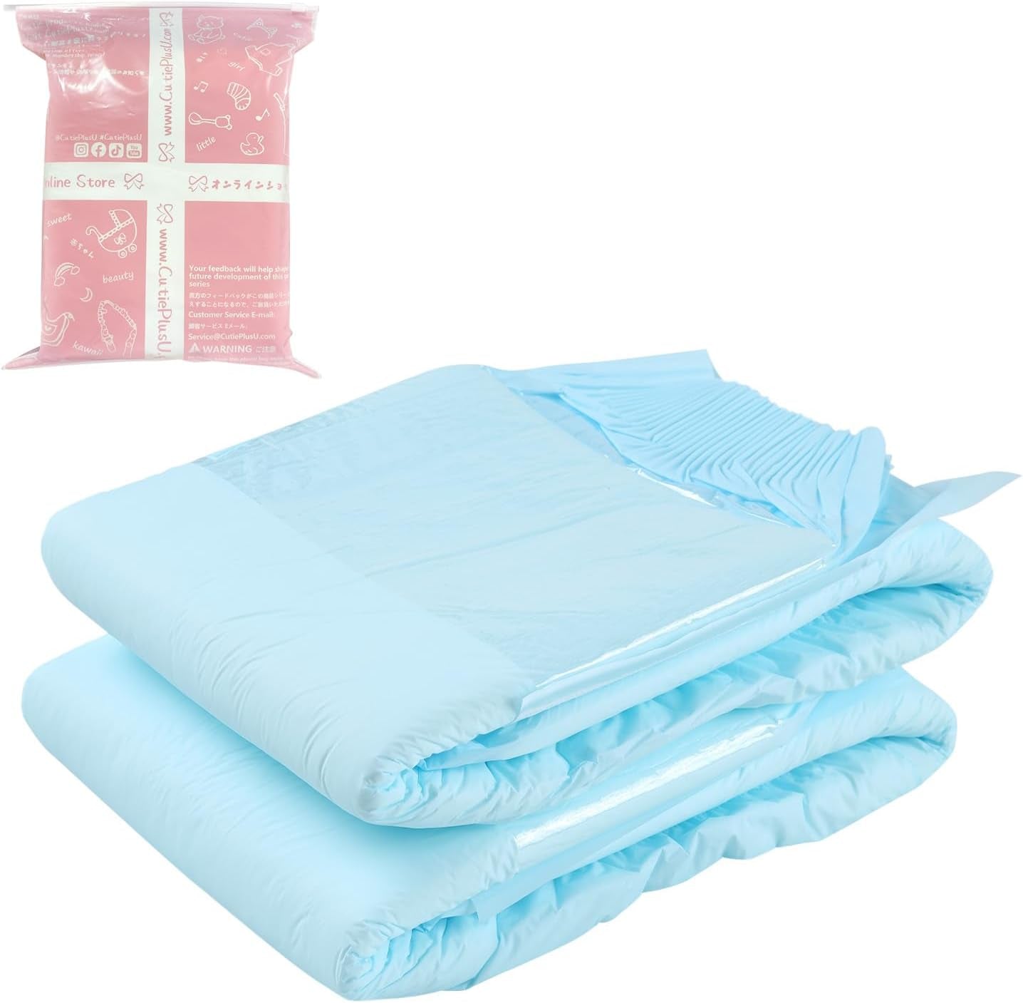 CutiePlusU voksenbleer, tør overflade, maksimal absorptionsevne natten over, engangsble til inkontinens - blå, 2 stk. (medium 71-96 cm)
