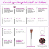 Trådløs elektrisk neglefil - 35000 RPM til gelnegle, 12 i 1 professionel negle- og akrylfil, 5-trins manicure- og pedicuresæt