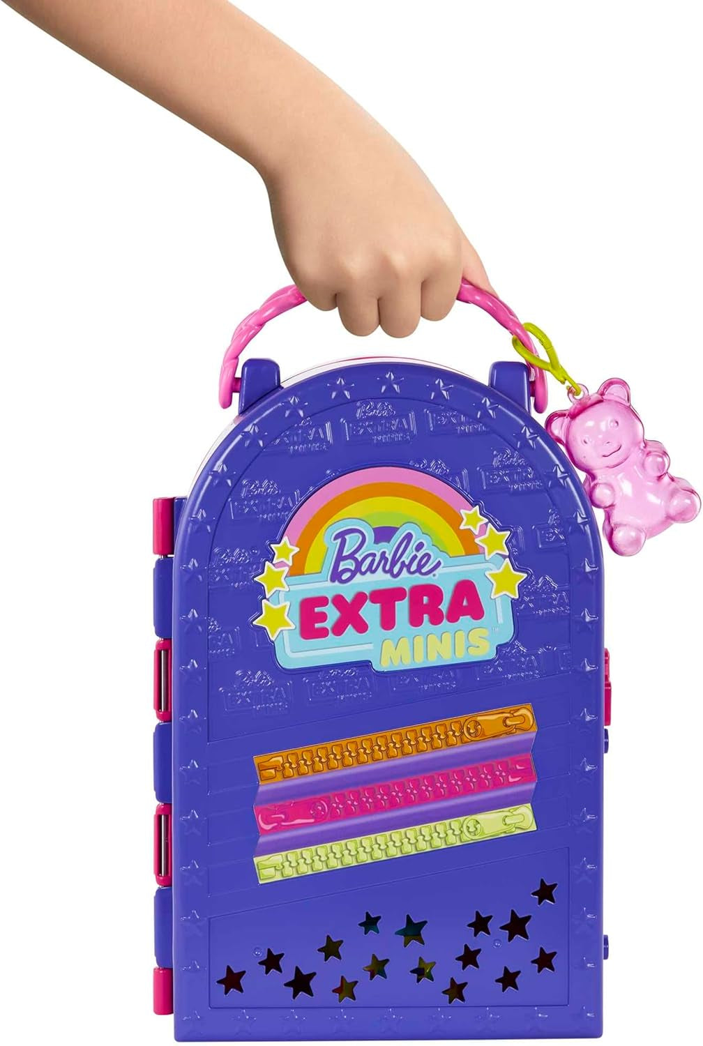 Barbie Extra Minis, Ekstra minidukke og boutique-legesæt, garderobe med skabe, hylder, spejle, 360 platform, ekstra minidukke med lyserødt hårtilbehør, HHN15