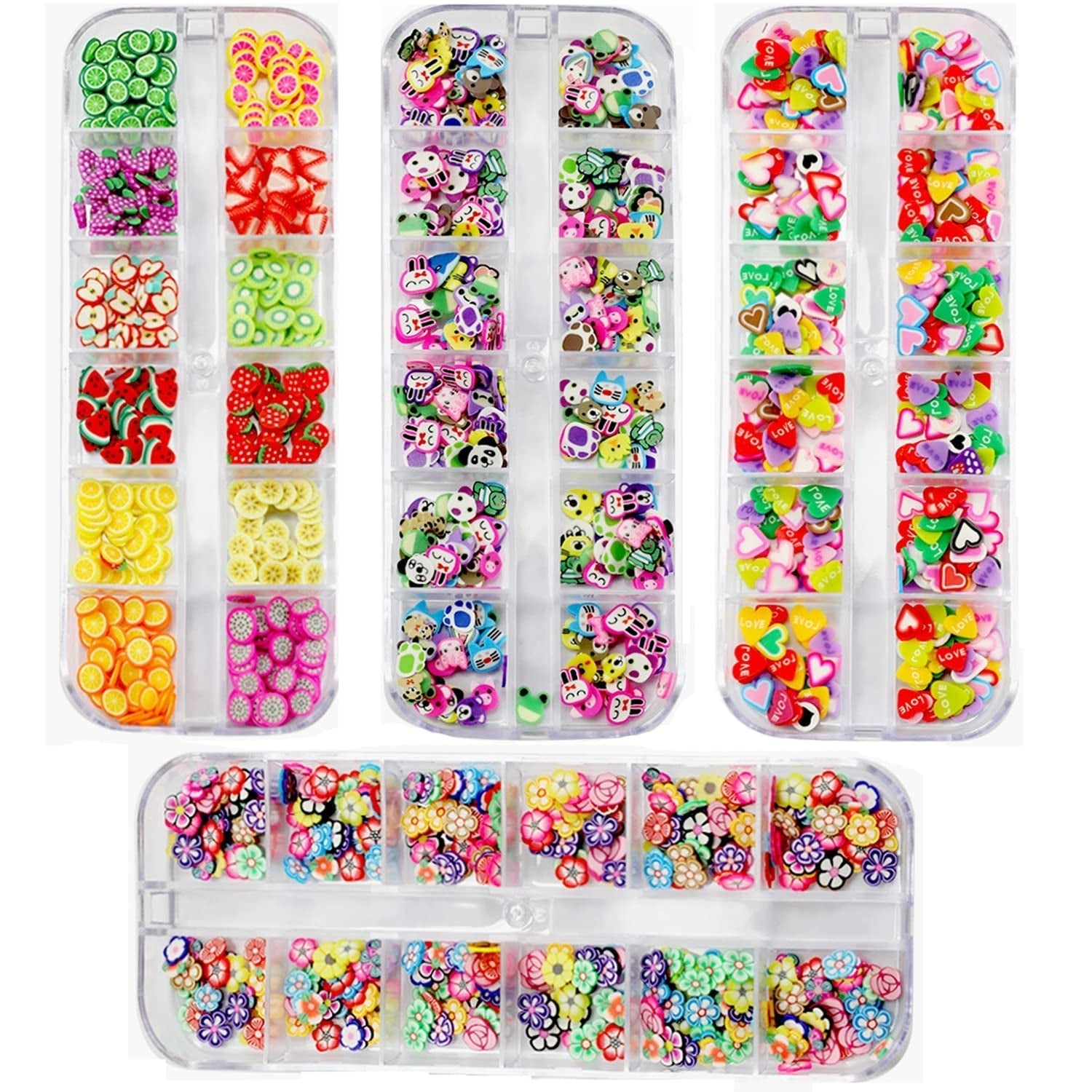 4 Sæt Nagel Obst Scheiben, Basicon Niedliche Obst Polymer Scheiben Obst Scheibe Nail Nagel 3D Obstscheibe Nail Art Slice Für DIY Liefert Maniküre Dekoration Schleim Zubehör Nageldekorationen, 4 Stile