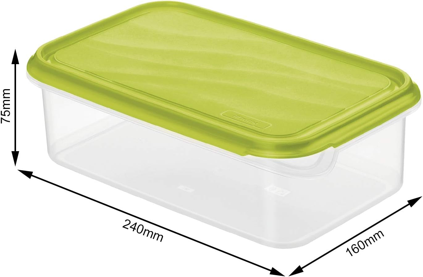 Rotho Rondo krukke til madopbevaring 1,5 l med låg, BPA-fri plast (PP), gennemsigtig/grøn, 1,5 l (24,0 x 16,0 x 7,5 cm) Madkasser Naty Shop