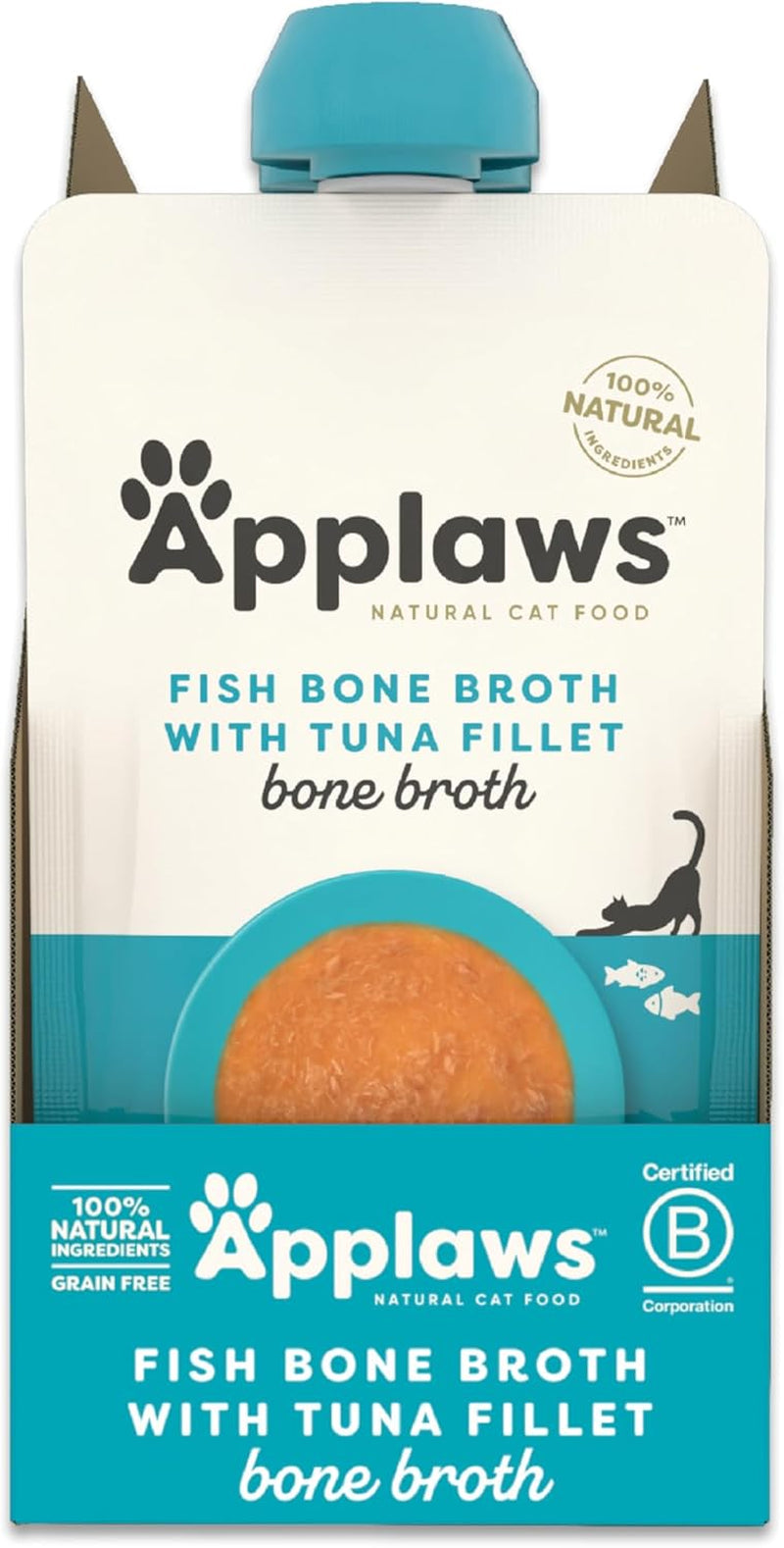 Applaws 100 % naturligt våd kattefoder - fiskebenssuppe med tun, 12 filterposer x 85 g