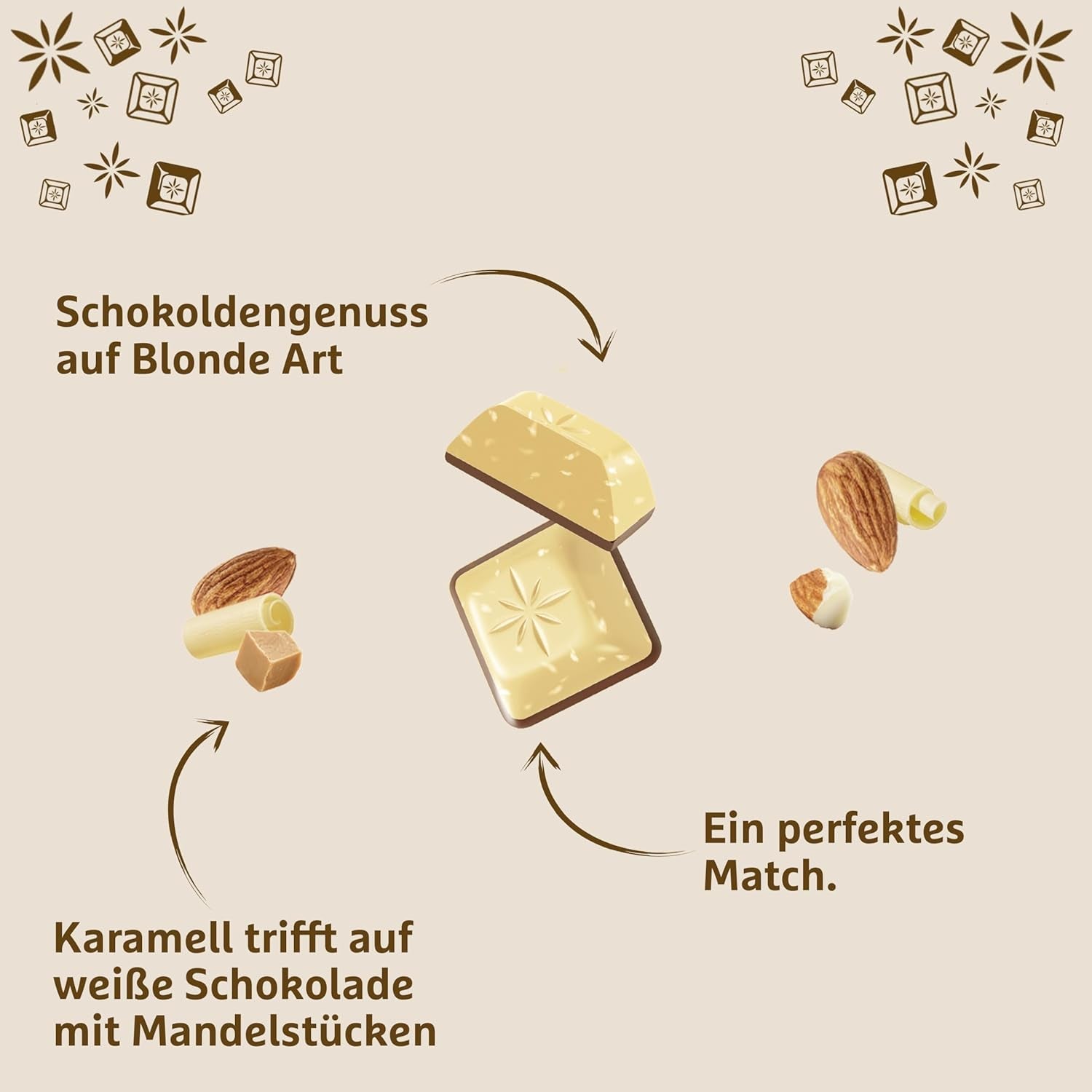 Schogetten Blonde Mandel | Hvid chokolade med karamel og mandelstykker | 100 g | Bekvemt portioneret (pakke med 2)