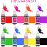 Madfarve 8x10ml - Højkoncentreret flydende madfarvesæt til bagning, kager, småkager, frosting, macarons, fondant - Levende madfarve til gør-det-selv-sæber, slim, håndværk