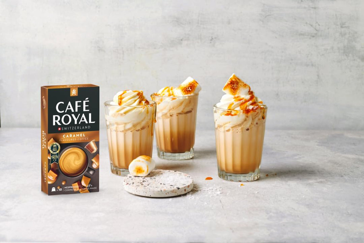 Café Royal Caramel Flavored Kaffee – Nespresso®-kompatibel Kaffeekapseln, cremet, helle Röstung, 100 % Arabica, Rainforest Alliance, 100 Kapseln