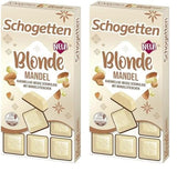 Schogetten Blonde Mandel | Hvid chokolade med karamel og mandelstykker | 100 g | Bekvemt portioneret (pakke med 2)